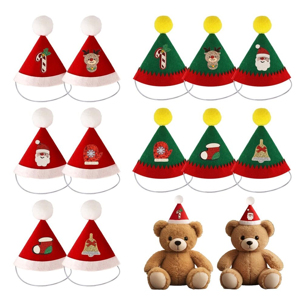 8343 12 Pack Mini Santa Hat Mini Christmas Hats with DIY Decoration